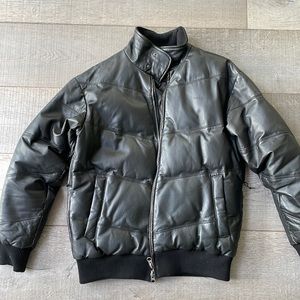 Wesc Black Leather  Bomber Moto Jacket